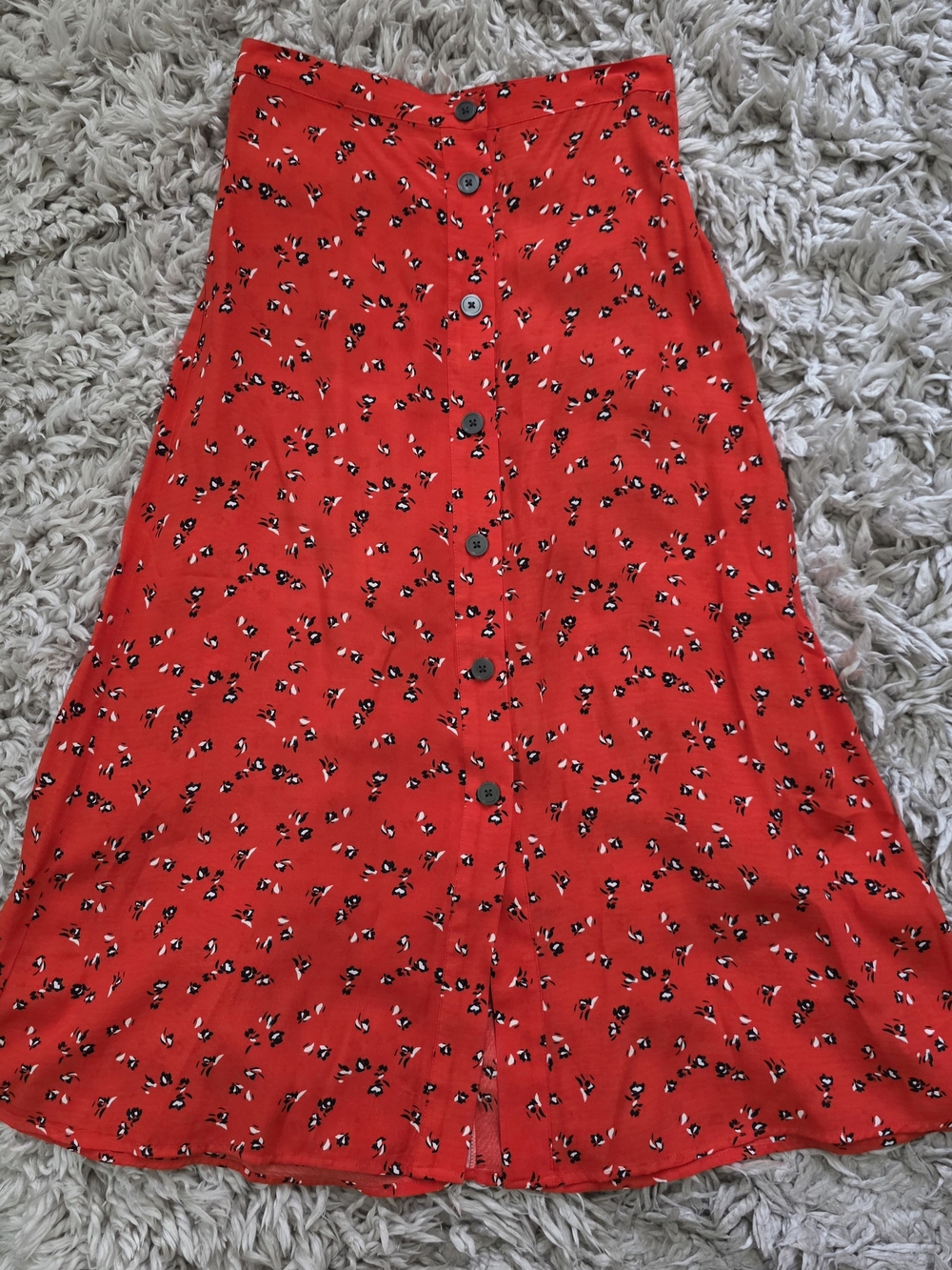GAP Red Floral Button-Front A-Line Skirt Sz. 4 Tall